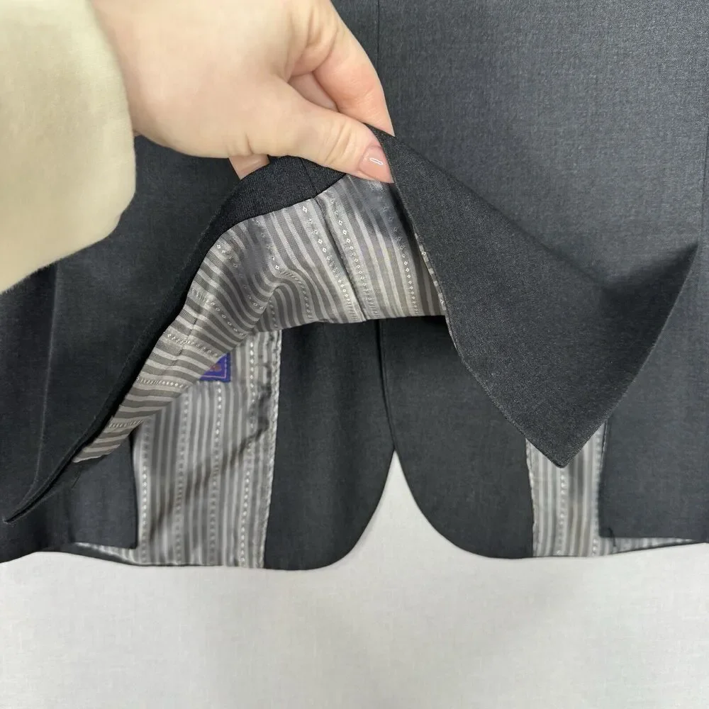 Giorgio Fiorelli Mens Suit Jacket 40 Charcoal Gray Euro Slim‎ Fit Blazer Formal